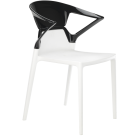 Papatya Ego-K Sessel weißer Stuhlsitz, Oberteil Schwarz 