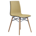 Stuhl mit weichem Kissen Papatya X-Treme S Wox Pro Soft anthrazit Stoff gelb, Beine Buche natur lackiert