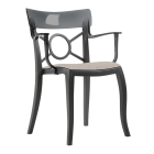 Sessel mit Sesselkissen Opera-K schwarz, transparentes Oberteil hellgraues Gewebe