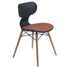 Stuhl mit weichem Kissen Yugo-S Wox Soft schwarzer Stoff roter Backstein, Beine Buche natur lackiert