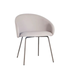 Sessel Papatya Glera-K ML beiges Kunstleder, graubraun lackierte Metallbeine