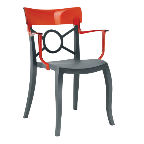 Papatya Opera-K Sessel Stuhlsitz anthrazitgrau, Oberteil transparent rot