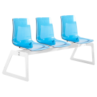 Bank Papatya X-Treme für 3 Sitzer transparent blau, Beine weiß matt