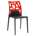 Papatya Ego-Rock Stuhl schwarzer Stuhlsitz, Oberteil transparent rot