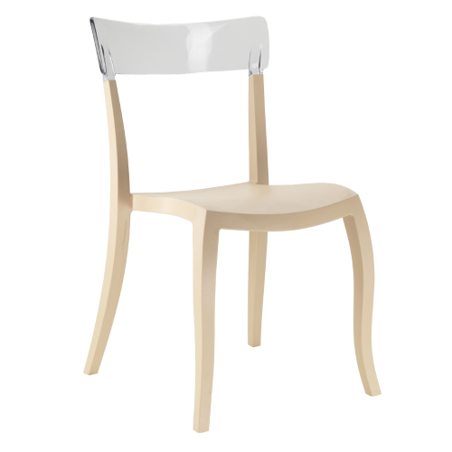 Papatya Hera-S Stuhl hellbeige Stuhlsitz, Oberteil transparent