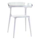 Papatya Luna Sessel weißer Stuhlsitz, Oberteil transparent