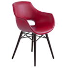 Sessel Papatya OPAL WOX KD , dunkelrote Kunstlederplatte, Beine in Buche Wenge lackiert