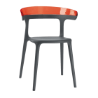 Papatya Luna Sessel anthrazitgrau Stuhlsitz, Oberteil transparent rot