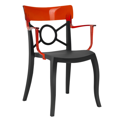 Papatya Opera-K Sessel schwarzer Stuhlsitz , Oberteil transparent rot