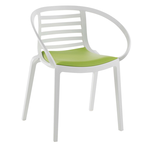 Sessel mit Sesselkissen Mambo weiß grünes Gewebe