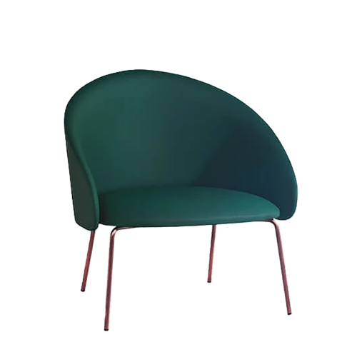 Sessel Papatya Glera-K Lounge grünes Kunstleder, Beine aus gebürstetem Messing