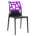 Papatya Ego-Rock Stuhl schwarzer Stuhlsitz, Oberteil transparent Magenta