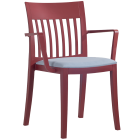 Sessel mit Sesselkissen Eden-K matt-hellrot Stamskin graues Gewebe