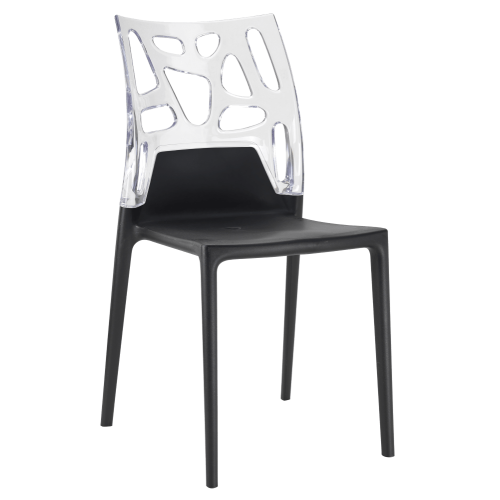 Papatya Ego-Rock Stuhl schwarzer Stuhlsitz, Oberteil transparent