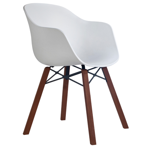 Sessel Papatya Globe-K Wox Iroko weiß, Beine aus Iroko-Holz