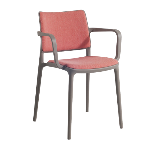 Sessel mit Sesselkissen und weicher Stuhllehne Joy-K grau-braun, Era Gewebe CSE26