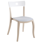 Stuhl mit Sitzkissen Hera-S beige, weißes Oberteil weißes Gewebe Stuhl mit Sitzkissen Hera-S beige, weißes Oberteil weißes Gewebe