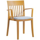 Sessel mit Sesselkissen Eden-K dunkelgelb Stamskin graues Gewebe