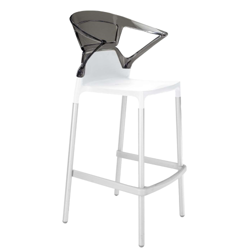 Papatya Ego-K Barhocker weißer Stuhlsitz, Oberteil transparent grau