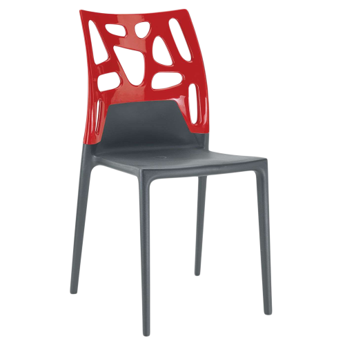 Papatya Ego-Rock Stuhl anthrazitgrau Stuhlsitz, Oberteil rot