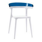 Papatya Luna Sessel weißer Stuhlsitz, Oberteil transparent Blau