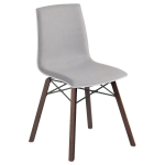 Stuhl mit weichem Kissen Papatya X-Treme S Wox Pro Soft Iroko weißer Stoff grau, Beine Holz Iroko Stuhl mit weichem Kissen Papatya X-Treme S Wox Pro Soft Iroko weißer Stoff grau, Beine Holz Iroko