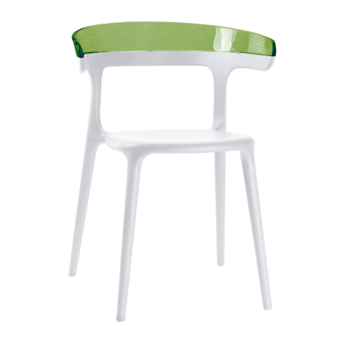 Papatya Luna Sessel weißer Stuhlsitz, Oberteil transparent grün