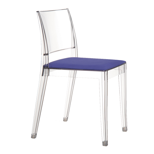Stuhl mit Sitzkissen Gyza transparent purpures Gewebe