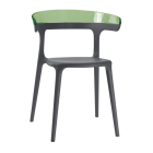 Papatya Luna Sessel anthrazitgrau Stuhlsitz, Oberteil transparent grün