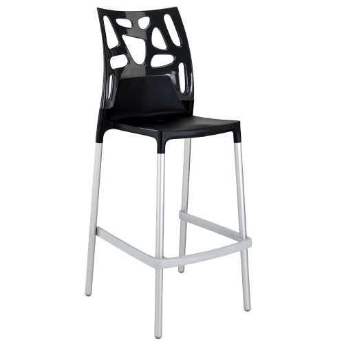 Papatya Ego-Rock Barhocker schwarzer Stuhlsitz, Oberteil Schwarz 