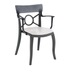 Sessel mit Sesselkissen Opera-K schwarz, transparentes Oberteil weißes Gewebe