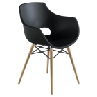 Stuhl Papatya Opal Wox Pro schwarzer, Beine aus Buchenholz