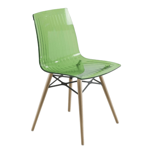 Papatya X-Treme S Stuhl Wox transparent grün, Sesselbeine lackiertes Buchenholz