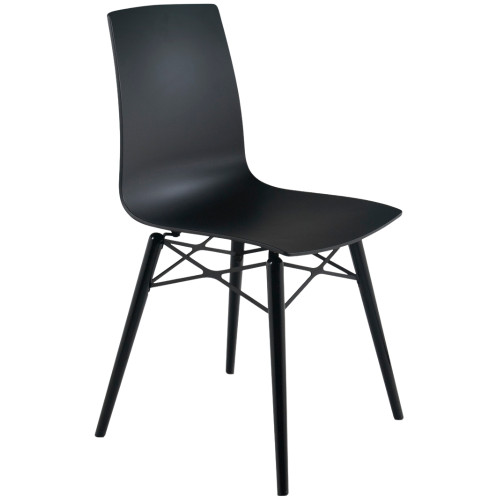 Papatya X-Treme S Wox Pro Stuhl ist schwarz, Beine aus Buchenholz sind schwarz