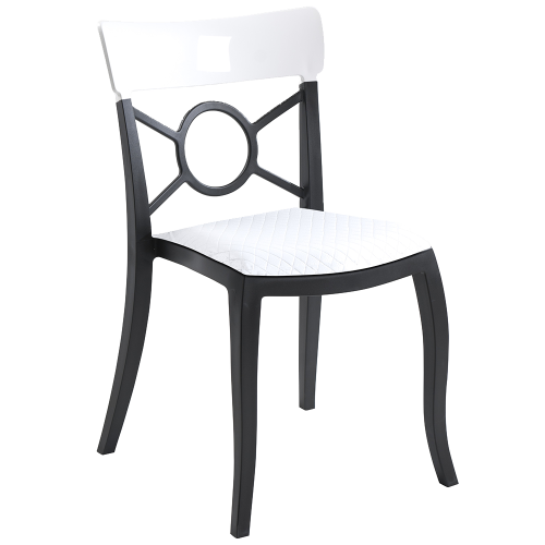 Stuhl mit Sitzkissen Opera-S schwarz, weißes Oberteil weißes Gewebe