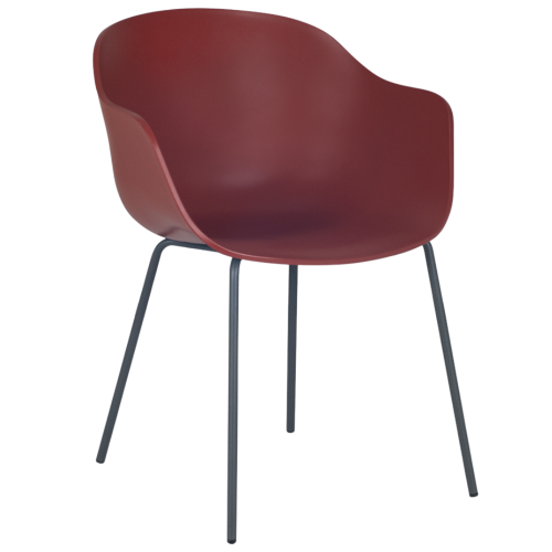 Sessel Papatya Globe-K ML roter Backstein, anthrazitfarbene Beine