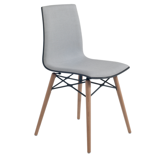 Stuhl mit weichem Kissen Papatya X-Treme S Wox Pro Soft anthrazit Stoff grau, Beine Buche natur lackiert