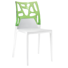 Papatya Ego-Rock Stuhl weißer Stuhlsitz, Oberteil transparent grün