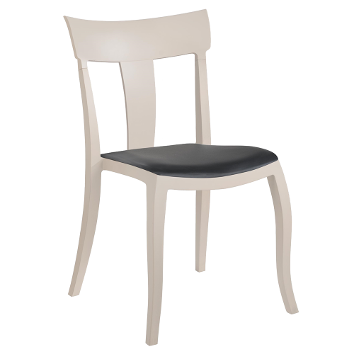 Stuhl mit Sitzkissen Toro-S beige Stamskin schwarzes Gewebe 002