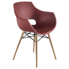 Stuhl Papatya Opal Wox Pro aus rotem Backstein, Beine aus Buchenholz