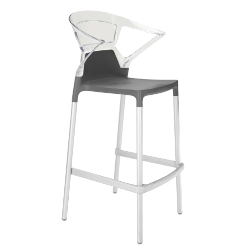 Papatya Ego-K Barhocker anthrazitgrau Stuhlsitz, Oberteil transparent