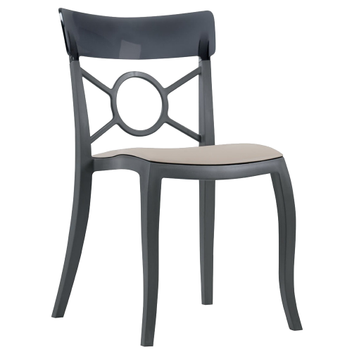  Stuhl mit Sitzkissen Opera-S schwarz, transparentes Oberteil hellgraues Gewebe