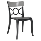 Papatya Opera-S Stuhl schwarzer Stuhlsitz , Oberteil transparent grau