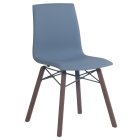 Stuhl Papatya X-TREME SD Wox IROKO, blaue Kunstlederplatte, Beine aus Irokoholz