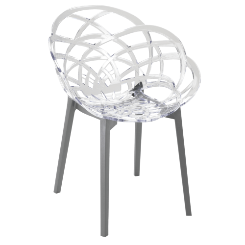 Papatya Flora Sessel transparent Stuhlsitz, Unterteil anthrazitgrau