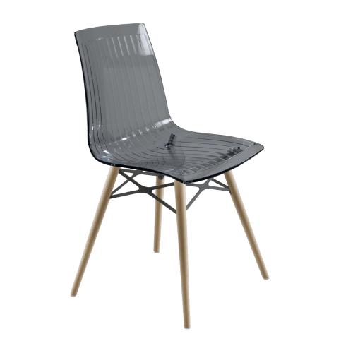 Papatya X-Treme S Stuhl Wox transparent grau, Sesselbeine lackiertes Buchenholz