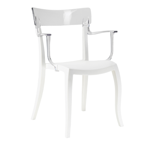 Papatya Hera-K Sessel weißer Stuhlsitz, Oberteil transparent