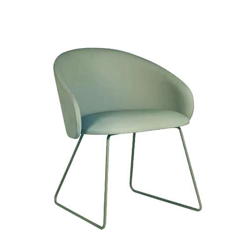 Sessel Papatya Glera-K Sled hellgrünes Kunstleder, Metallbeine grün gefärbtes Reseda