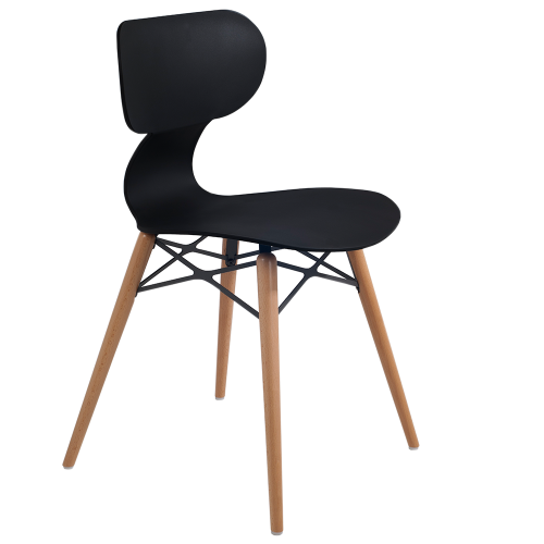 Stuhl Papatya Yugo-S Wox Schwarz , Sesselbeine lackiertes Buchenholz
