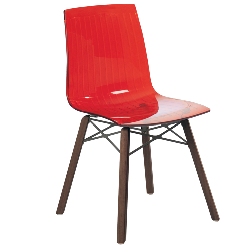 Stuhl Papatya X-Treme S Wox Iroko transparent rot, Beine aus Irokoholz